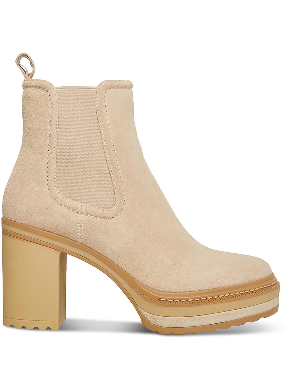 Steve Madden Cream Suede Chelsea Block Heel Boot